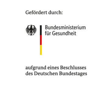 Logo: Gefördert durch: Bundesministerium für Gesundheit aufgrund eines Beschlusses des Deutschen Bundestages