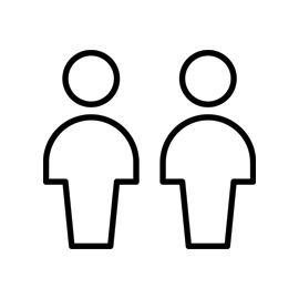 Eine Illustration mit zwei Menschen, die für sozialpsychiatrische Fachkräfte stehen sollen, in schwarz.